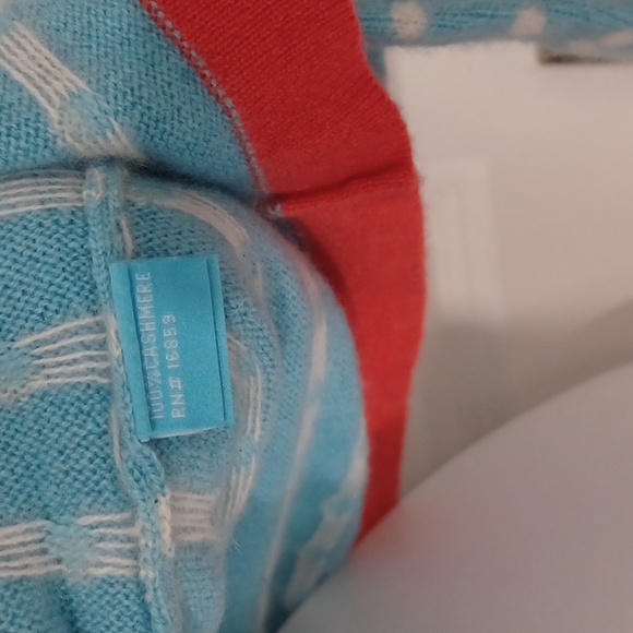 J.Mclaughlin blue & coral cashmere sweater, xs - Picture 3 of 4